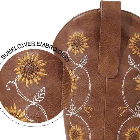 Brand New Cowboy Boots for Women, Tan, Size 5 - Picture 3 of 5